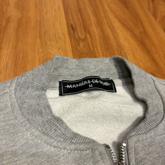 Maniere De Voir Gray Vest Jacket Military Designer Style Full Zip Size M Sweater - Picture 5 of 8